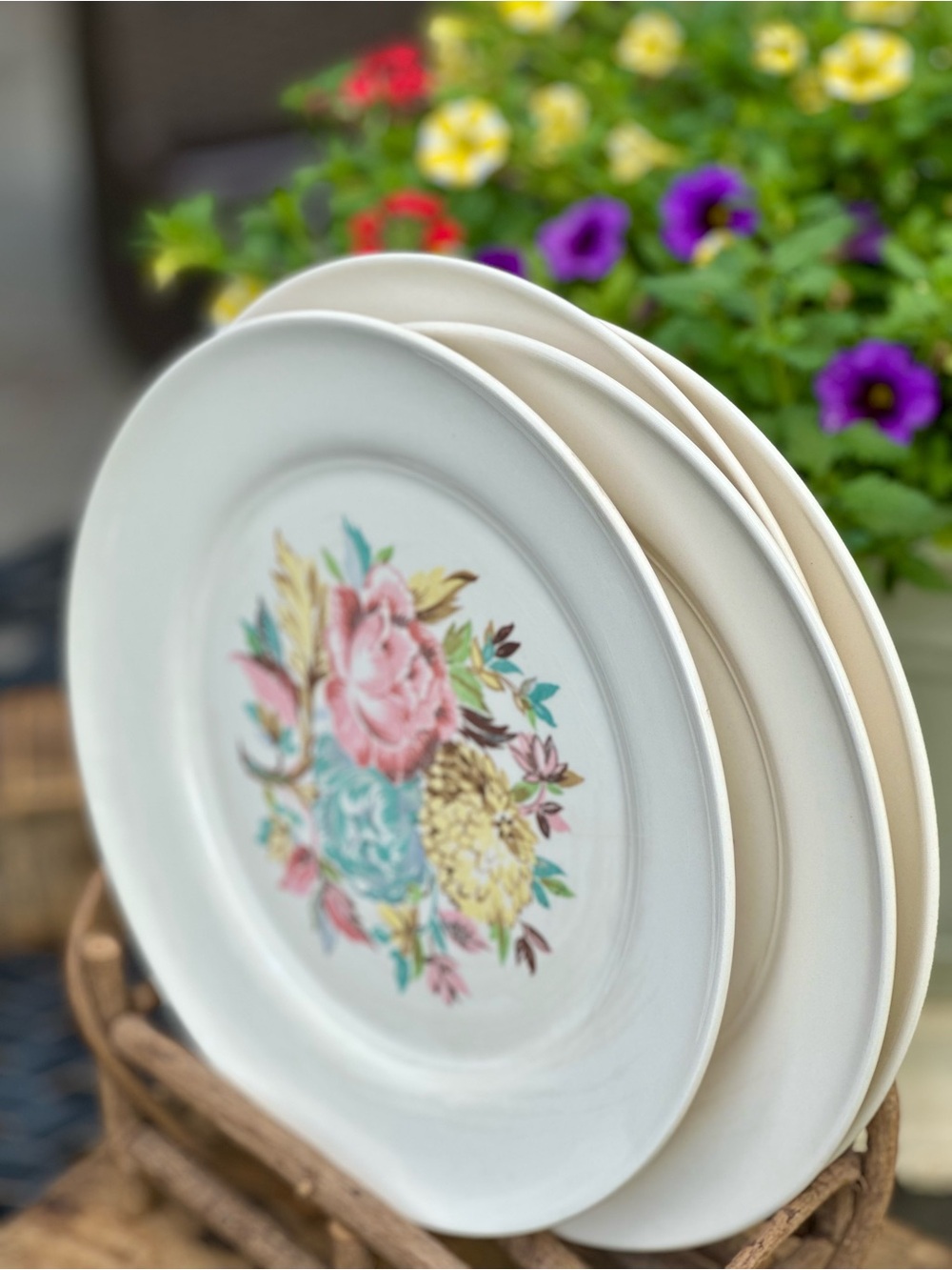 Vintage Wishmaker Regency Bouquet Limoges USA Floral Plates Set of 4
